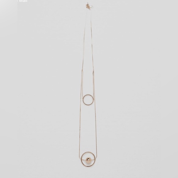 Zara  Long Gold Tone Circular Detail Necklace - NWT - Picture 4 of 9